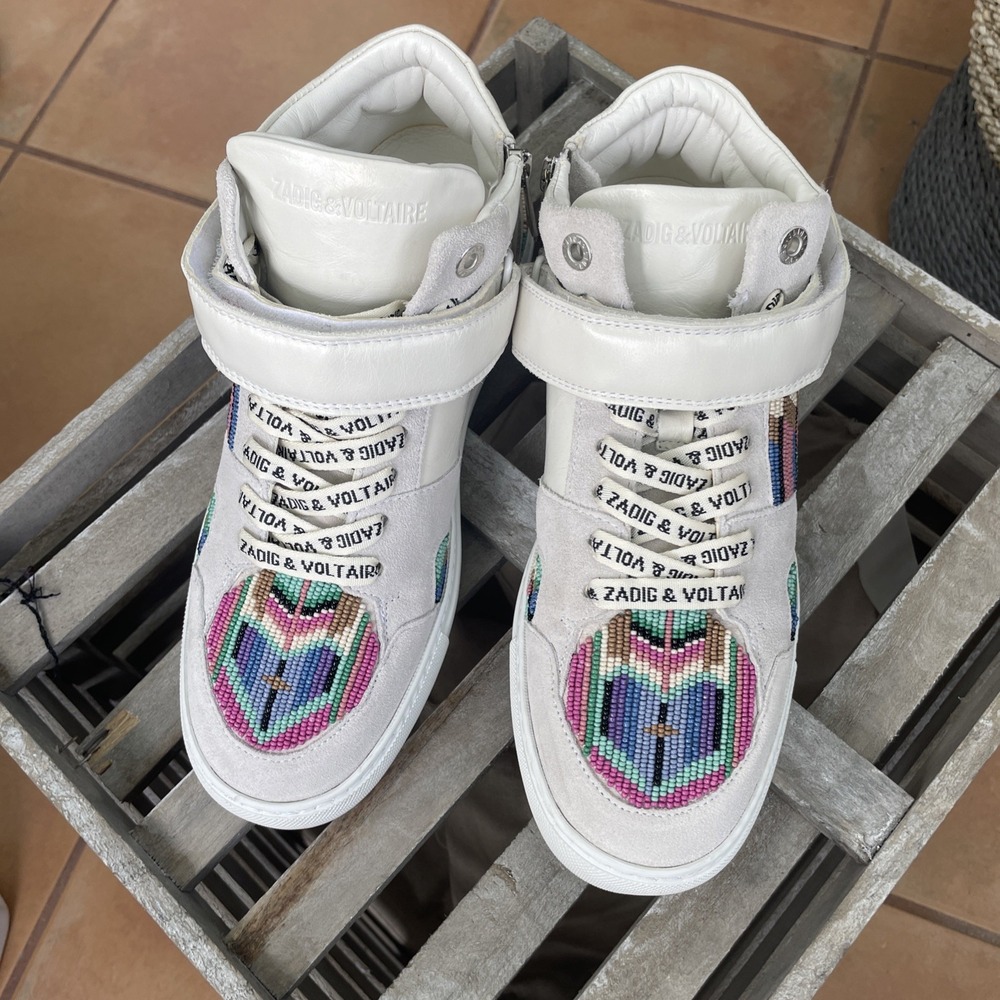 Zadig & Voltaire Womens US 10/ EU 41 Mid Flash trainers Beaded MSRP $548 NEW